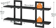 Black Floating Shelves, 15 Inch Wall Shelf Set of 2, Wall Mounted Storage Shelves 2-Tier