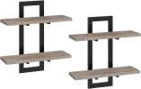 Griege Floating Shelves, 15 Inch Wall Shelf Set of 2, Storage Shelves 2-Tier, Hanging Shelves
