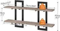 Griege Floating Shelves, 15 Inch Wall Shelf Set of 2, Storage Shelves 2-Tier, Hanging Shelves
