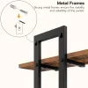 Brown and Black Floating Shelves, 15 Inch Wall Shelf Set of 2, Wall Mounted Storage Shelves 2-Tier