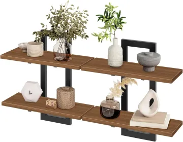 Floating Shelves, 15 Inch Wall Shelf Set of 2, Wall Mounted Storage Shelves 2-Tier