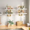 White and Gold, Floating Shelves, 15 Inch Wall Shelf Set of 2, Wall Mounted Storage Shelves 2-Tier