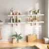 White Floating Shelves, 15 Inch Wall Shelf Set of 2, Wall Mounted Storage Shelves 2-Tier