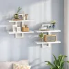 White Floating Shelves, 15 Inch Wall Shelf Set of 2, Wall Mounted Storage Shelves 2-Tier