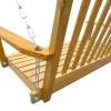 Teak Front Porch Swing with Armrests; Wood Bench Swing with Hanging Chains; for Outdoor Patio