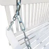 Front Porch Swing with Armrests; Wood Bench Swing with Hanging Chains, White