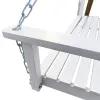 Front Porch Swing with Armrests; Wood Bench Swing with Hanging Chains, White