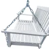 Front Porch Swing with Armrests; Wood Bench Swing with Hanging Chains, White