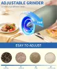 Green Gravity Electric Auto Salt and Pepper Grinder Set with LED Light, Battery Operated, Adjustable Coarseness, Large Capacity