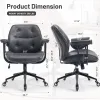 Home Office Desk Chair Retro Faux Leather Chair with Lumbar Support &Rubber Wheels, Mid Back Ergonomic Computer Chair Swivel