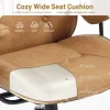 Home Office Desk Chair Retro Faux Leather Chair with Lumbar Support &Rubber Wheels, Mid Back Ergonomic Chair Swivel