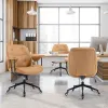 Home Office Desk Chair Retro Faux Leather Chair with Lumbar Support &Rubber Wheels, Mid Back Ergonomic Chair Swivel