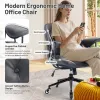 Home Office Desk Chair Retro Faux Leather Chair with Lumbar Support &Rubber Wheels, Mid Back Ergonomic Computer Chair Swivel