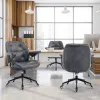 Home Office Desk Chair Retro Faux Leather Chair with Lumbar Support &Rubber Wheels, Mid Back Ergonomic Computer Chair Swivel