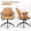 Home Office Desk Chair Retro Faux Leather Chair with Lumbar Support &Rubber Wheels, Mid Back Ergonomic Chair Swivel