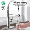 Kitchen Faucet - Spring Kitchen Sink Faucet with 3 Modes Pull Down Sprayer, Single Handle&Deck Plate for 1or3 Holes, 360° Rotation