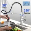 Kitchen Faucet - Spring Kitchen Sink Faucet with 3 Modes Pull Down Sprayer, Single Handle&Deck Plate for 1or3 Holes, 360° Rotation