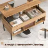 Living Room Coffee Table with Lifting Tabletop and Metal Legs, Natural