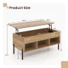 Living Room Coffee Table with Lifting Tabletop and Metal Legs, Natural