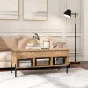 Living Room Coffee Table with Lifting Tabletop and Metal Legs, Natural