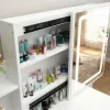 Makeup Vanity Desk with LED Lighted Mirror and Makeup Stool & 4 Drawers