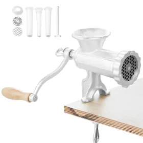 Manual Meat Grinder, Heavy Duty Cast Iron Hand Meat Grinder with Steel Table Clamp, Sausage Maker