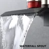 CERYPSA Matte Black Bathroom Waterfall Wall Mount Sink Faucet