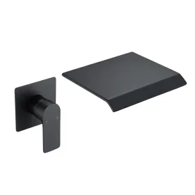 CERYPSA Matte Black Bathroom Waterfall Wall Mount Sink Faucet