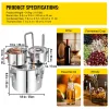 Moonshine Still Distiller 3Gal 12L Stainless Steel Water Distiller Copper Tube with Circulating Pump Home Brewing Kit