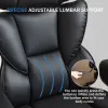 Office Chair with Foot Rest Waist Lumber Support, Ergonomic Adjustable Height Headrest, High-Back Leather, Black
