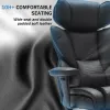 Office Chair with Foot Rest Waist Lumber Support, Ergonomic Adjustable Height Headrest, High-Back Leather, Black