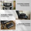 Office Chair with Foot Rest Waist Lumber Support, Ergonomic Adjustable Height Headrest, High-Back Leather, Black