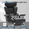 Office Chair with Foot Rest Waist Lumber Support, Ergonomic Adjustable Height Headrest, High-Back Leather, Black