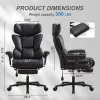 Office Chair with Foot Rest Waist Lumber Support, Ergonomic Adjustable Height Headrest, High-Back Leather, Black
