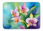 Orchids in Watercolor Memory Foam Kitchen or Bath Mat Machine Washable Anti-Fatigue Mat