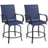 Outdoor Bar Stools Set of 2 with 360 Swivel for Deck Parties Bar Height, Navy Blue