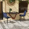 Outdoor Bar Stools Set of 2 with 360 Swivel for Deck Parties Bar Height, Navy Blue