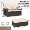 Beige Outdoor Wicker Daybed with Folding Panels and Storage Ottoman