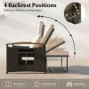 Beige Outdoor Wicker Daybed with Folding Panels and Storage Ottoman