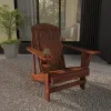 Oversized Adirondack Chair, Outdoor Fire Pit and Porch Seating, Classic Log Lounge w/ Built-in Cupholder, Brown