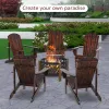 Oversized Adirondack Chair, Outdoor Fire Pit and Porch Seating, Classic Log Lounge w/ Built-in Cupholder, Brown