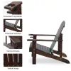Oversized Adirondack Chair, Outdoor Fire Pit and Porch Seating, Classic Log Lounge w/ Built-in Cupholder, Brown