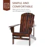 Oversized Adirondack Chair, Outdoor Fire Pit and Porch Seating, Classic Log Lounge w/ Built-in Cupholder, Brown
