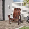 Oversized Adirondack Chair, Outdoor Fire Pit and Porch Seating, Classic Log Lounge w/ Built-in Cupholder, Brown
