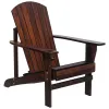 Oversized Adirondack Chair, Outdoor Fire Pit and Porch Seating, Classic Log Lounge w/ Built-in Cupholder, Brown
