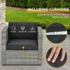 Patio Bistro Set Outdoor PE Rattan Wicker Furniture with Washable Cushion Coffee Table Conversation Sofa Set Black Black