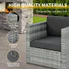 Patio Bistro Set Outdoor PE Rattan Wicker Furniture with Washable Cushion Coffee Table Conversation Sofa Set Black Black