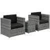 Patio Bistro Set Outdoor PE Rattan Wicker Furniture with Washable Cushion Coffee Table Conversation Sofa Set Black Black