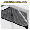 Portable Adjustable Height Folding Table with Mesh Storage Shelf – Lightweight Aluminum Camping Table, 2 Height Settings