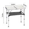 Portable Adjustable Height Folding Table with Mesh Storage Shelf – Lightweight Aluminum Camping Table, 2 Height Settings